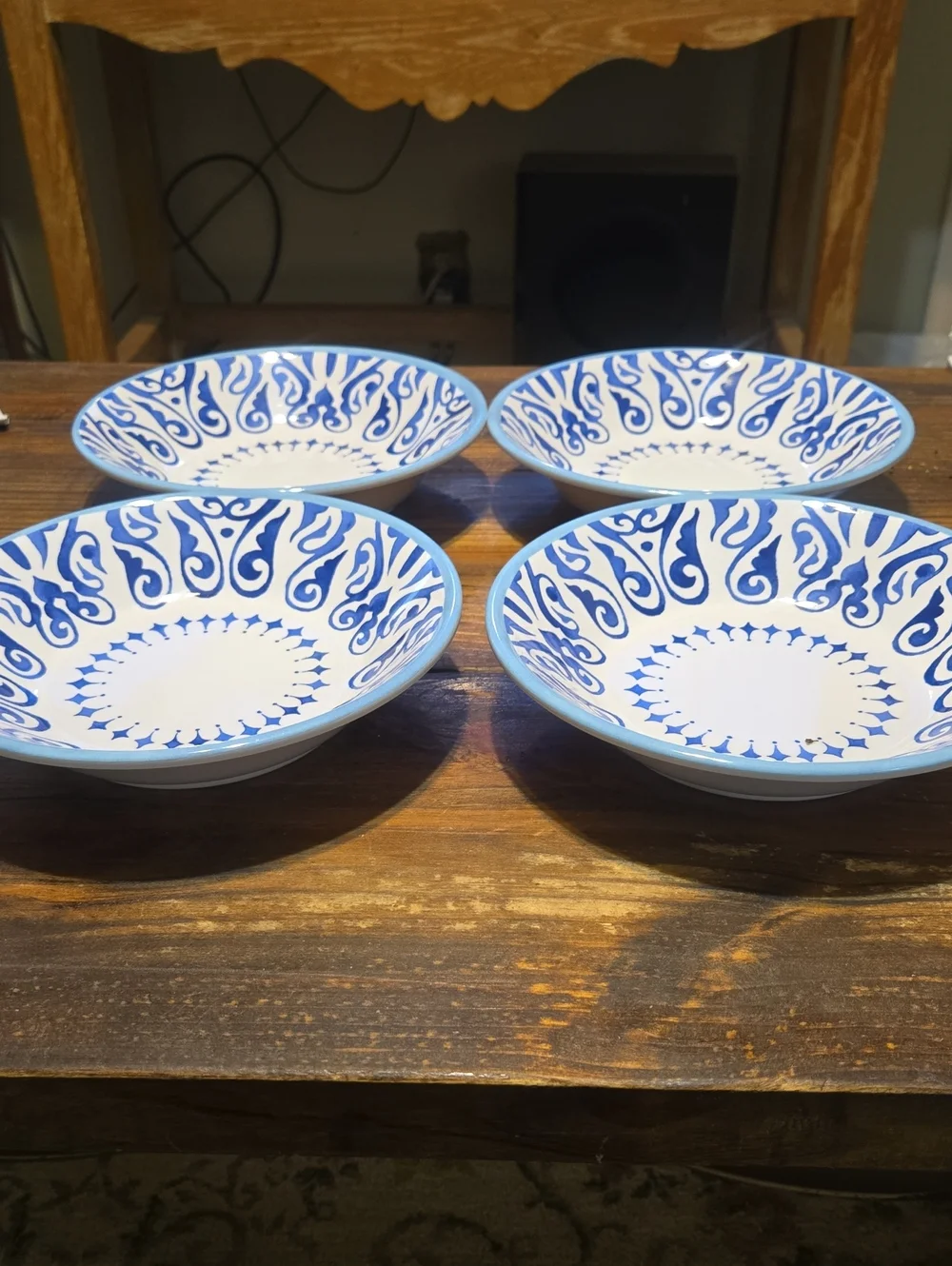 Williams Sonoma Blue and White Melamine Soup Bowls - Set of 4